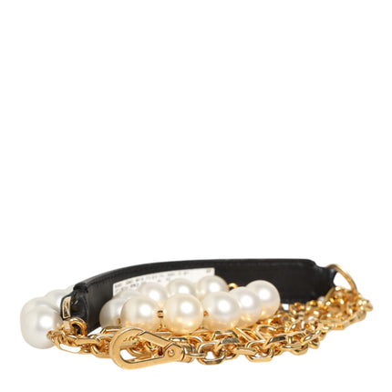 Dolce & Gabbana Black Leather Gold Chain Bag Accessory Shoulder Strap
