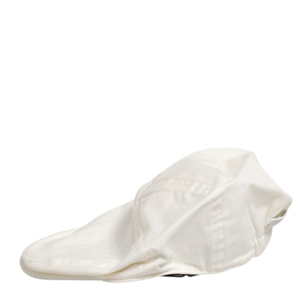 Dolce & Gabbana White Cotton Blend Leather Trim Flat Men Cap Hat