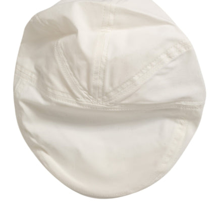 Dolce & Gabbana White Cotton Blend Leather Trim Flat Men Cap Hat
