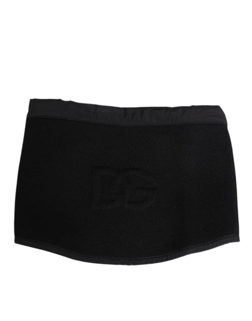 Dolce & Gabbana Black Lace Stole Knitted DG Logo Men One Size Scarf