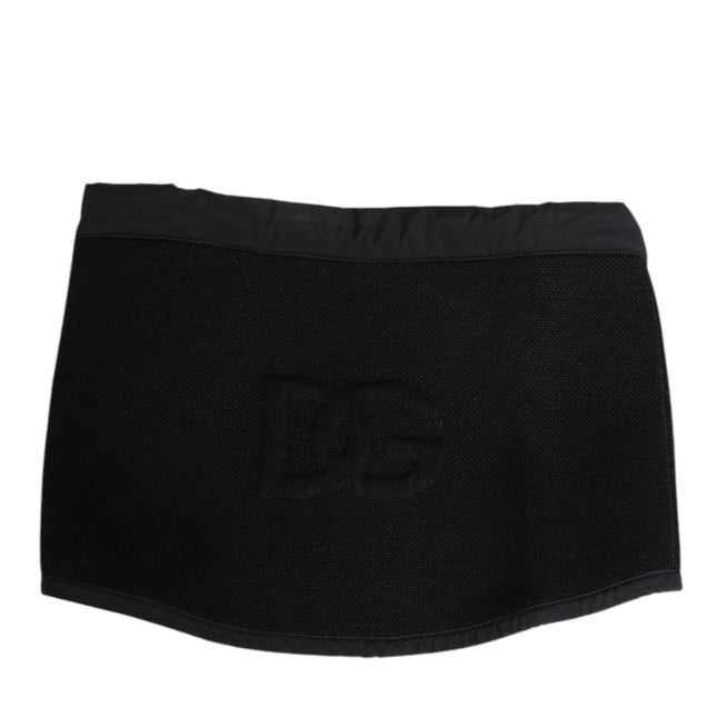 Dolce & Gabbana Black Lace Stole Knitted DG Logo Men One Size Scarf