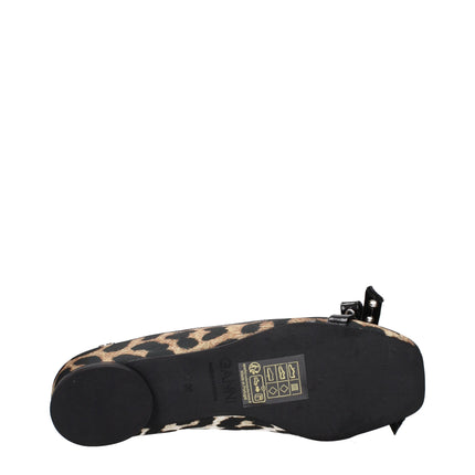 Ganni Brown Fabric Ballet Flats