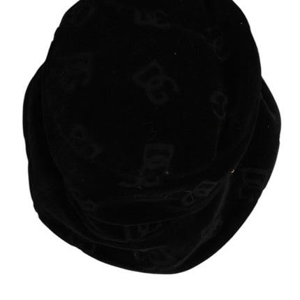 Dolce & Gabbana Black Cotton Suede Bucket Logo Capello Hat