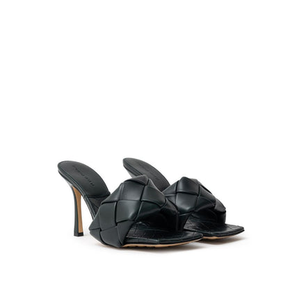 Bottega Veneta Green Leather Stiletto Heel Sandals