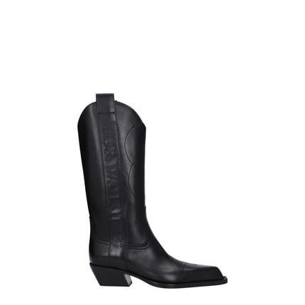 Off-White Black Leather High Heel Boots