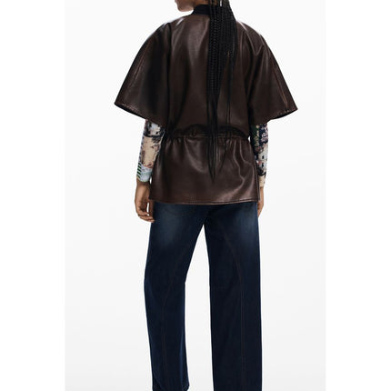 Desigual Burgundy Polyurethane Women Poncho