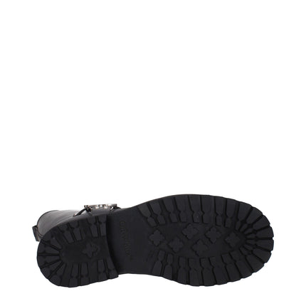 Off-White Black Leather Flat Boots