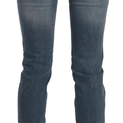 John Galliano Blue Washed Mid Waist Skinny Casual Denim Pants