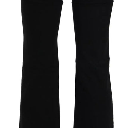 John Galliano Black Washed High Waist Flared Denim Casual Pants Jeans