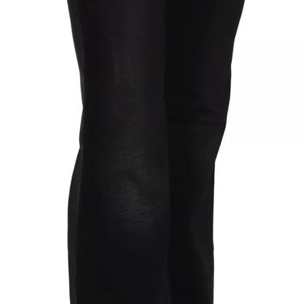 John Galliano Black Washed High Waist Flared Denim Casual Pants Jeans