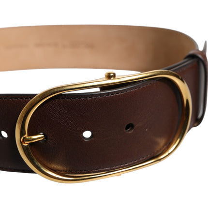 Dolce & Gabbana Brown Leather Classic Metal Oval Buckle Belt