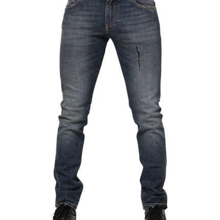 Dolce & Gabbana Blue Washed Cotton Skinny Men Denim Jeans