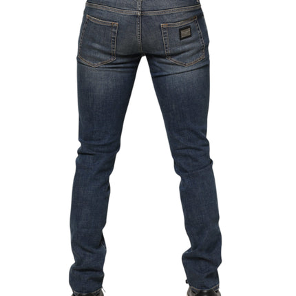 Dolce & Gabbana Blue Washed Cotton Skinny Men Denim Jeans