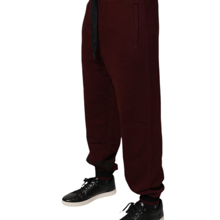 Dolce & Gabbana Maroon Cotton Men Jogger Sweatpants Pants