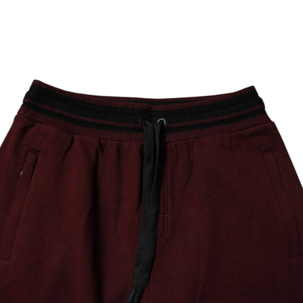 Dolce & Gabbana Maroon Cotton Men Jogger Sweatpants Pants