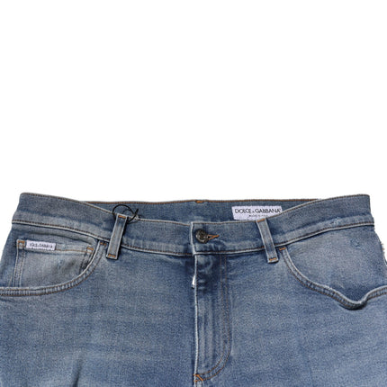 Dolce & Gabbana Blue Distressed Cotton Slim Men Denim Jeans