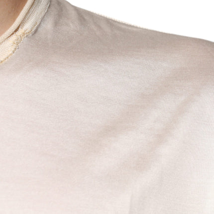 Dolce & Gabbana Off White Silk Henley Short Sleeves T-Shirt
