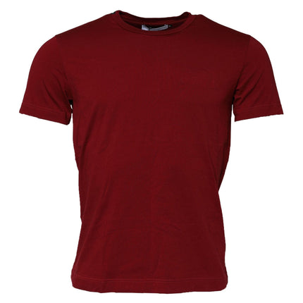 Dolce & Gabbana Maroon Cotton Crew Neck Short Sleeves T-Shirt