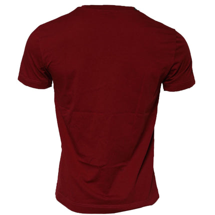 Dolce & Gabbana Maroon Cotton Crew Neck Short Sleeves T-Shirt