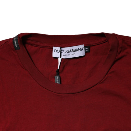 Dolce & Gabbana Maroon Cotton Crew Neck Short Sleeves T-Shirt
