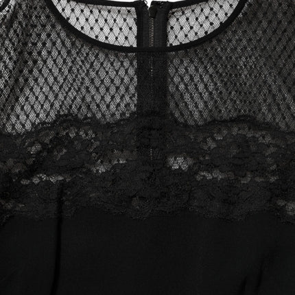 Dolce & Gabbana Black Floral Lace Trim Sheath A-line Dress