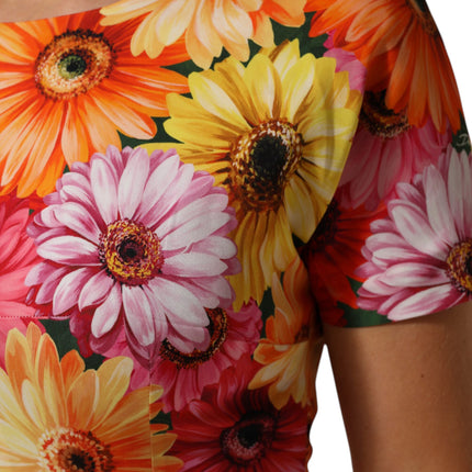 Dolce & Gabbana Multicolor Floral Print SilkSheath Midi Dress