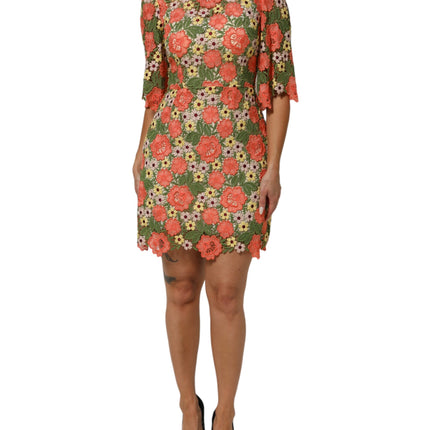 Dolce & Gabbana Multicolor Floral Embroidery Aline Mini Dress