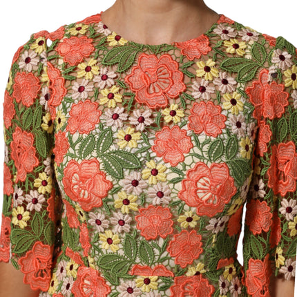 Dolce & Gabbana Multicolor Floral Embroidery Aline Mini Dress