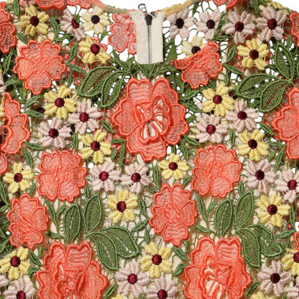Dolce & Gabbana Multicolor Floral Embroidery Aline Mini Dress