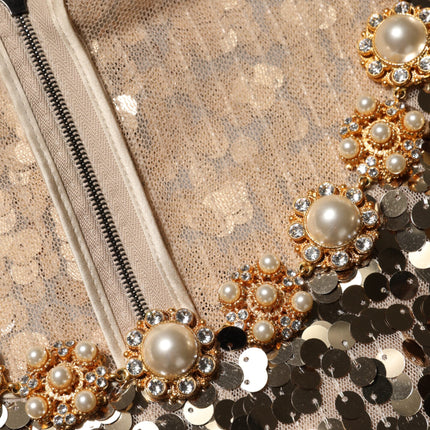 Dolce & Gabbana Gold Sequined Nylon A-line Sheath Mini Dress