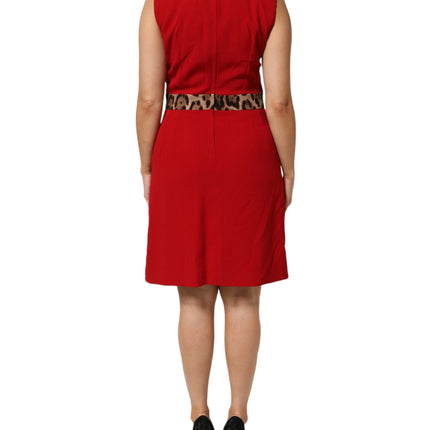 Dolce & Gabbana Red Leopard Viscose Sheath A-line Dress