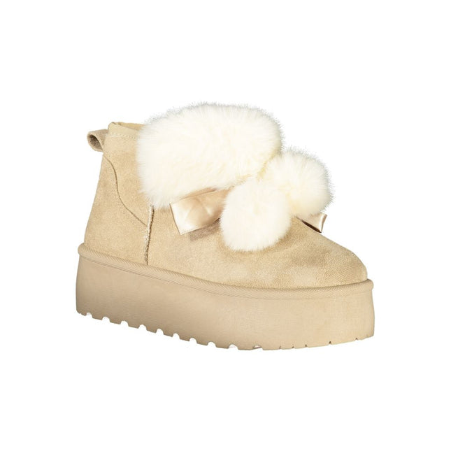 Laura Biagiotti Beige Polyester Women Ankle Boot Laura Biagiotti