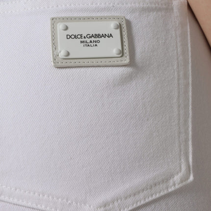 Dolce & Gabbana White AUDREY Cotton Logo Skinny Denim Jeans
