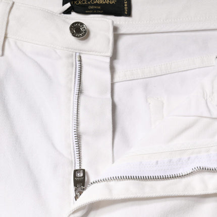 Dolce & Gabbana White AUDREY Cotton Logo Skinny Denim Jeans