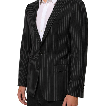 Dolce & Gabbana Black Stripes MARTINI 1 Button Suit Blazer