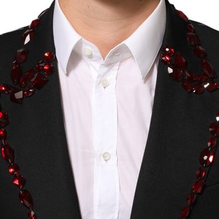 Dolce & Gabbana Black SICILIA Crystal Embellished Men Blazer
