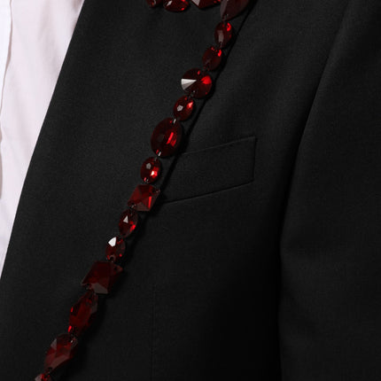 Dolce & Gabbana Black SICILIA Crystal Embellished Men Blazer