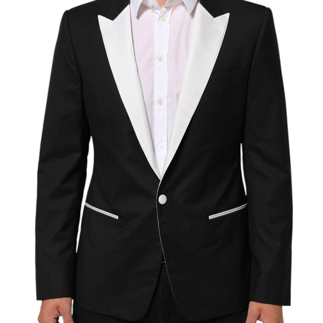 Dolce & Gabbana Black White MARTINI 1 Button Men Suit Blazer