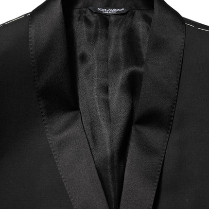 Dolce & Gabbana Black Wool GOLD 1 Button Men Suit Blazer