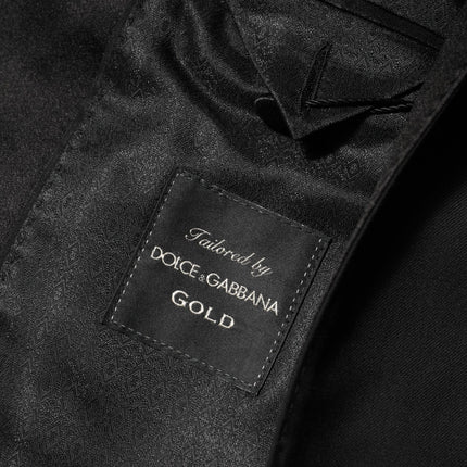Dolce & Gabbana Black Wool GOLD 1 Button Men Suit Blazer
