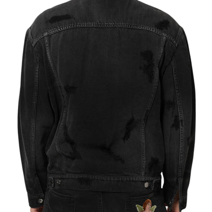 Dolce & Gabbana Black Cotton Stretch Denim Blouson Jacket