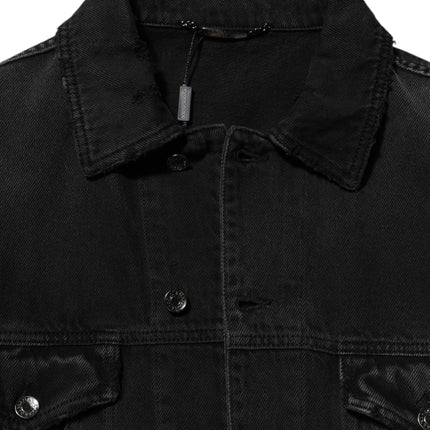 Dolce & Gabbana Black Cotton Stretch Denim Blouson Jacket