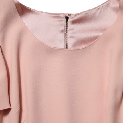 Dolce & Gabbana Pink Viscose Short Sleeves Sheath Midi Dress