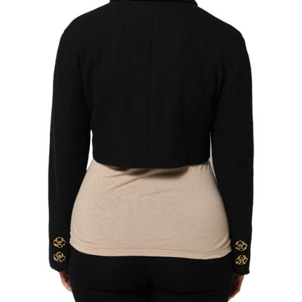 Dolce & Gabbana Black Cotton Full Zip Cropped Coat Jacket