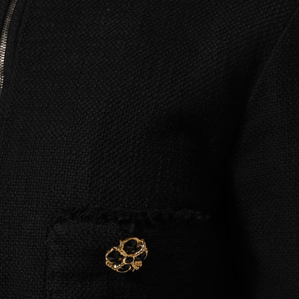 Dolce & Gabbana Black Cotton Full Zip Cropped Coat Jacket