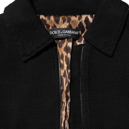 Dolce & Gabbana Black Cotton Full Zip Cropped Coat Jacket
