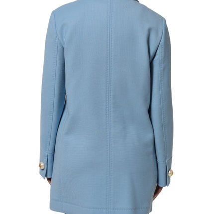 Dolce & Gabbana Blue Buttoned Down Trench Coat Jacket