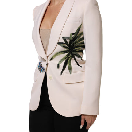 Dolce & Gabbana Beige Embroidered Single Breasted Jacket