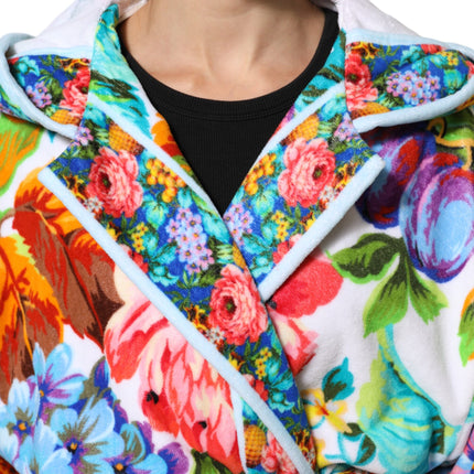 Dolce & Gabbana Multicolor Floral Print Belted Bathrobe Coat Jacket