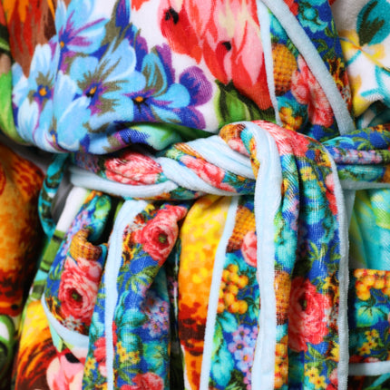 Dolce & Gabbana Multicolor Floral Print Belted Bathrobe Coat Jacket